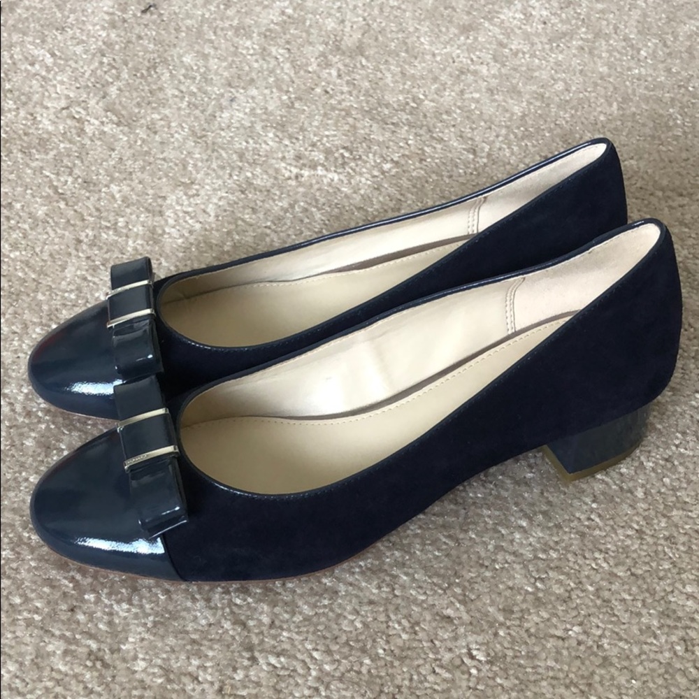Coach Rivera 1 1/4” Heel Pump Suede Navy Shoes New